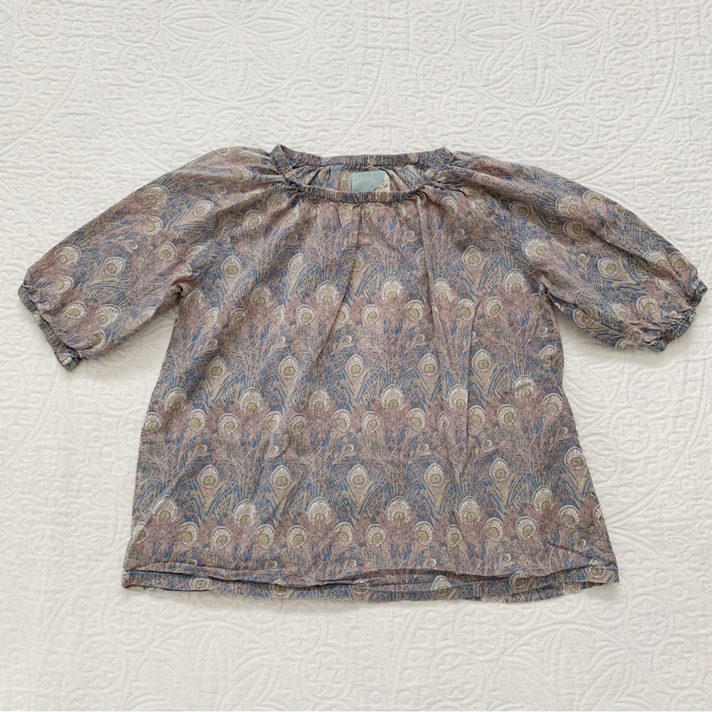 Peek Girls' Peacock Feather Print Blouse (Sz XL‎ / 10)